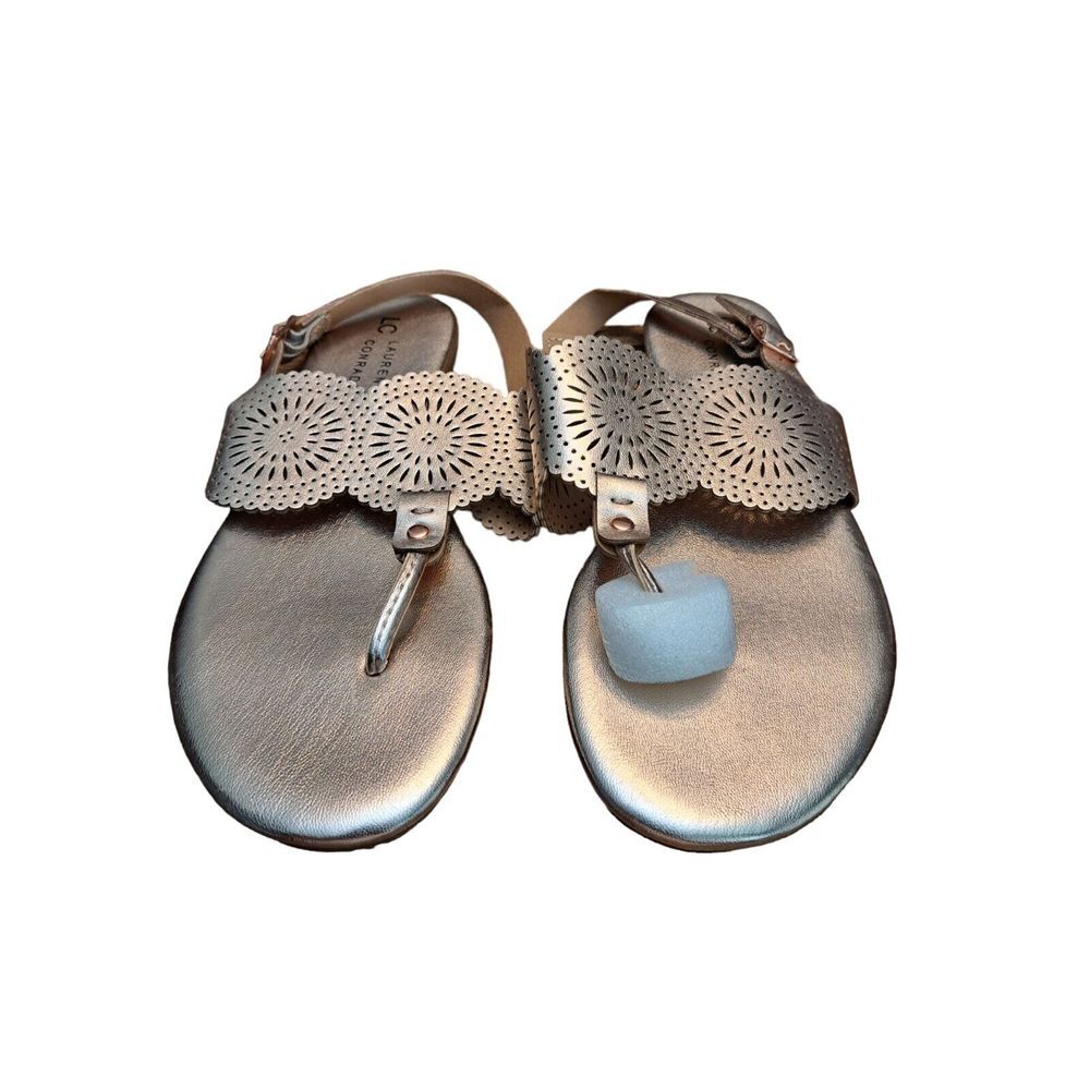 LC Lauren Conrad Aquamarine Rose Gold Women's T-Strap Sandals Open Toe‎ Comfy